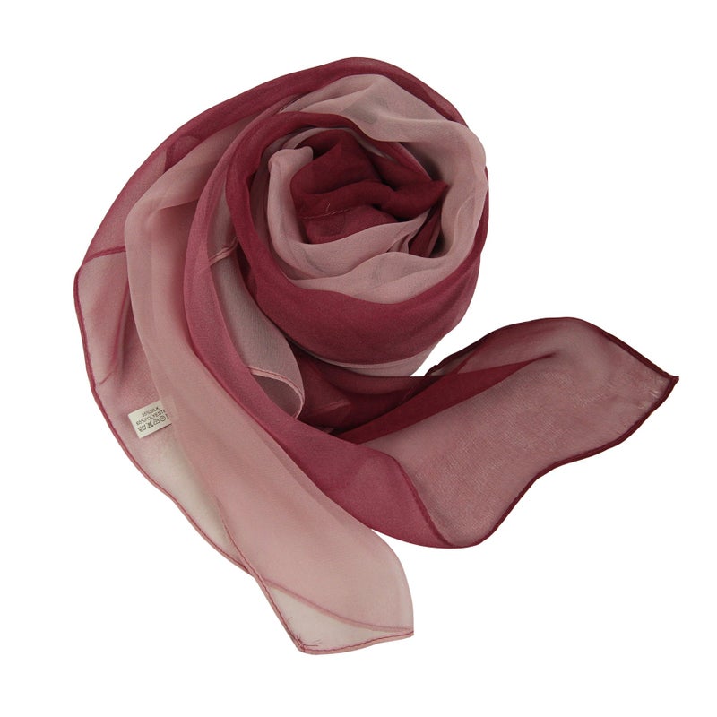 PANTONIGHT Long Chiffon Sheer Scarf Gradient - Pantonight Berry Pink Shaded Colors Lightweight Scarf For Womens (Color 088) - Image 3